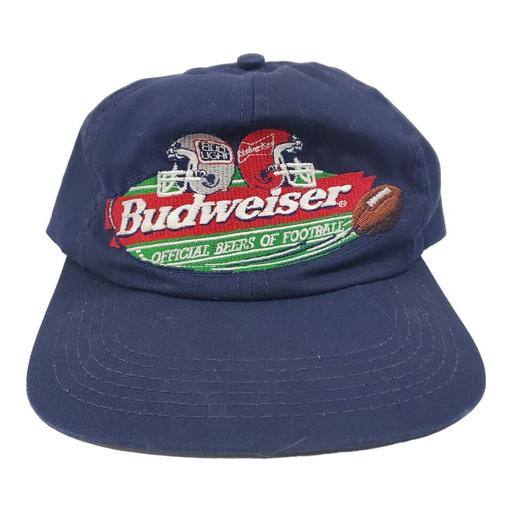 BUDWEISER BUD LIGHT Hat Cap Adult Blue Embroidered Snapback Football Beer